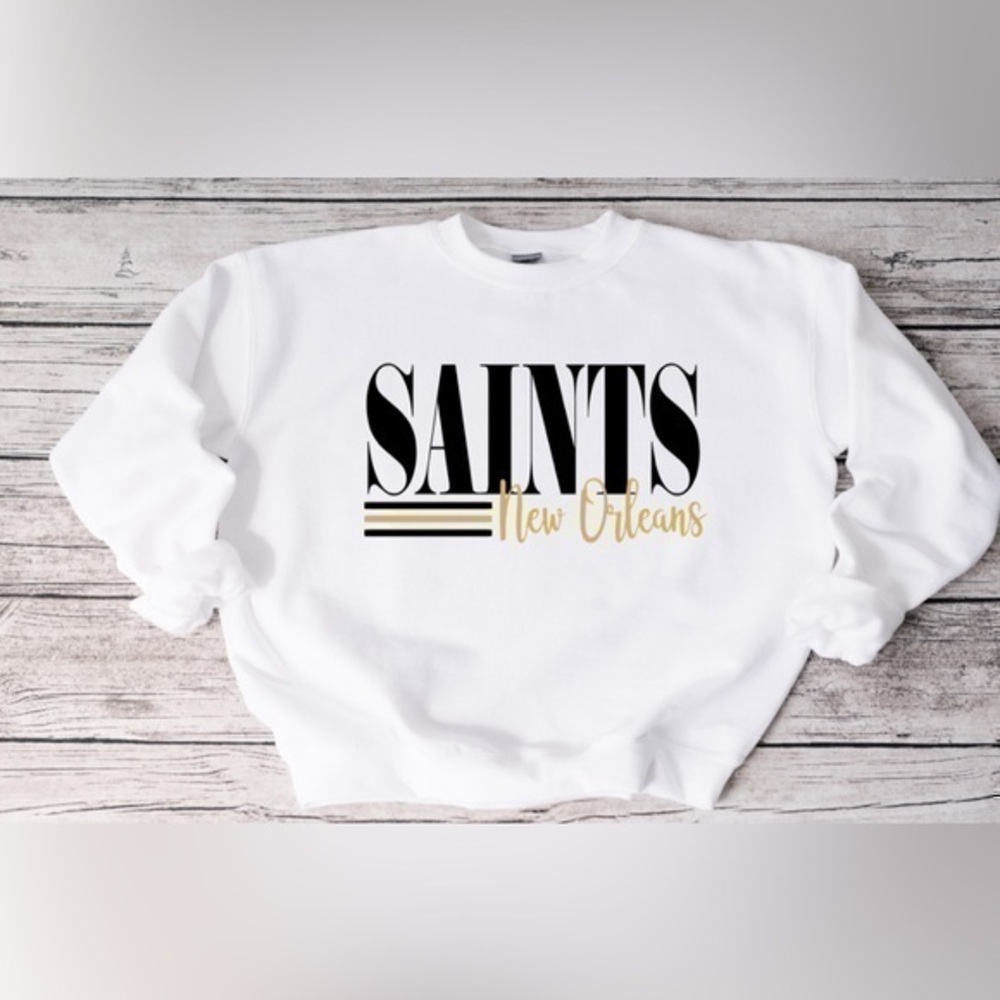 Saints Striped Crewneck - white